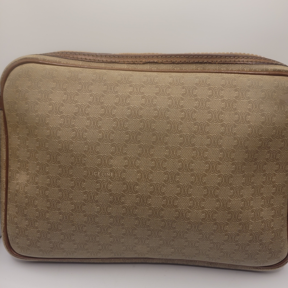 Celine PVC Leather Macadam Triomphe Clutch Cosmetic Bag